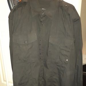 3xl MENS ROCAWEAR BLACK LONG SLEEVE BUTTON UP